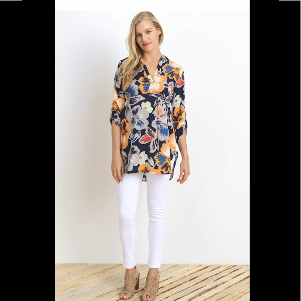 NWOT Hello Miz Floral Tunic Maternity Top